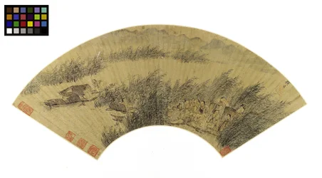 Vissers in boten, feestend aan de rand van een rivier